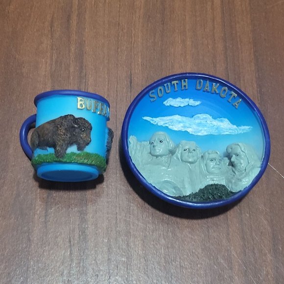 VTG SNCO Miniature Decorative South Dakota Plate & Buffalo Mug Set 1999 - Picture 9 of 12
